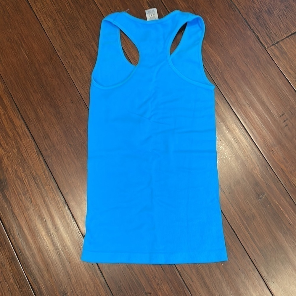 M&B Blue Ribbed Sleeveless Racerback Tank Top One Size - Picture 3 of 4